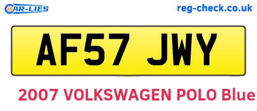 AF57JWY are the vehicle registration plates.