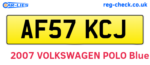 AF57KCJ are the vehicle registration plates.