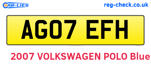 AG07EFH are the vehicle registration plates.