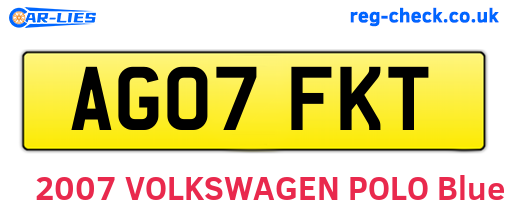 AG07FKT are the vehicle registration plates.