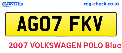 AG07FKV are the vehicle registration plates.