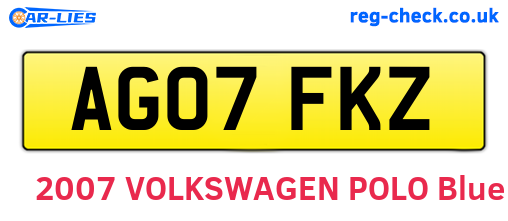 AG07FKZ are the vehicle registration plates.