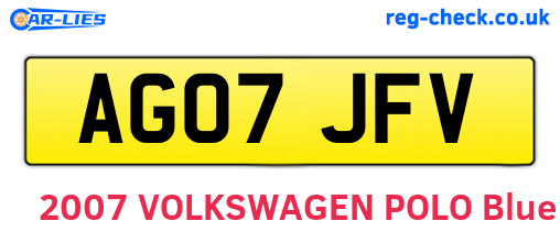 AG07JFV are the vehicle registration plates.