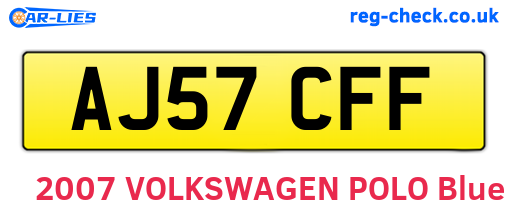 AJ57CFF are the vehicle registration plates.