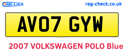 AV07GYW are the vehicle registration plates.
