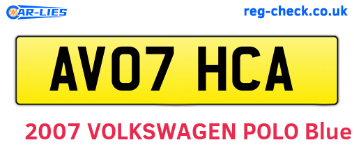 AV07HCA are the vehicle registration plates.