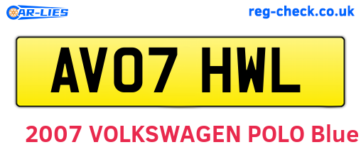 AV07HWL are the vehicle registration plates.