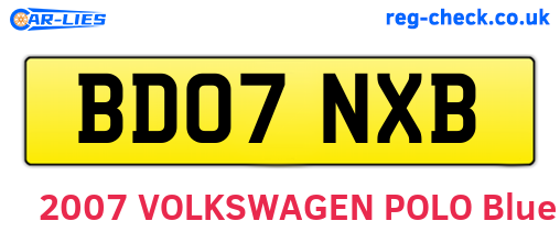 BD07NXB are the vehicle registration plates.