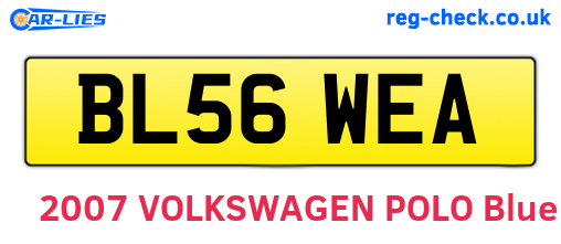 BL56WEA are the vehicle registration plates.