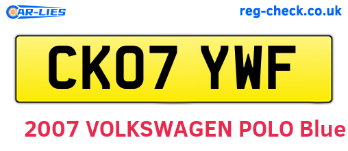 CK07YWF are the vehicle registration plates.