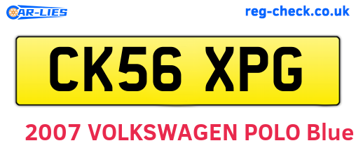 CK56XPG are the vehicle registration plates.