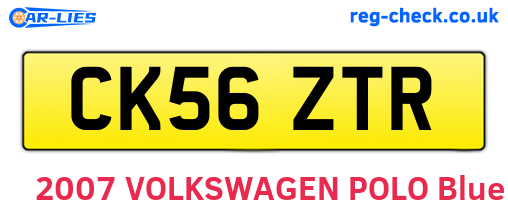 CK56ZTR are the vehicle registration plates.