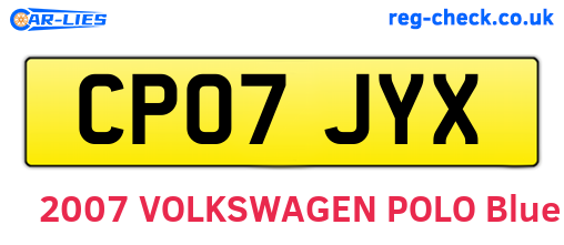 CP07JYX are the vehicle registration plates.