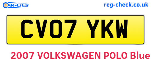 CV07YKW are the vehicle registration plates.