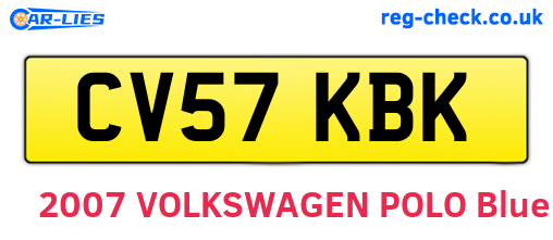 CV57KBK are the vehicle registration plates.