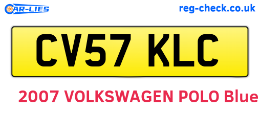 CV57KLC are the vehicle registration plates.