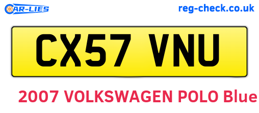 CX57VNU are the vehicle registration plates.