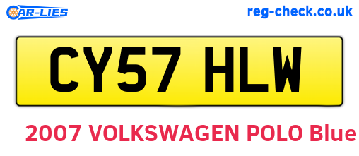 CY57HLW are the vehicle registration plates.