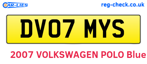 DV07MYS are the vehicle registration plates.