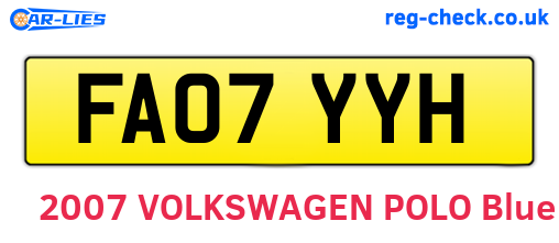 FA07YYH are the vehicle registration plates.