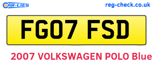 FG07FSD are the vehicle registration plates.