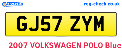 GJ57ZYM are the vehicle registration plates.