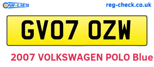 GV07OZW are the vehicle registration plates.