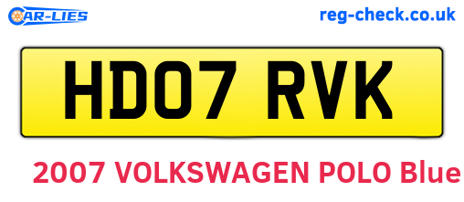 HD07RVK are the vehicle registration plates.