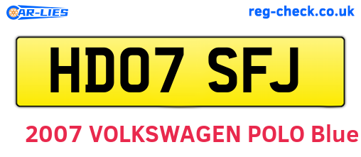 HD07SFJ are the vehicle registration plates.