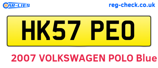 HK57PEO are the vehicle registration plates.