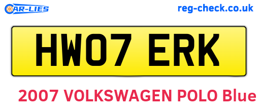 HW07ERK are the vehicle registration plates.