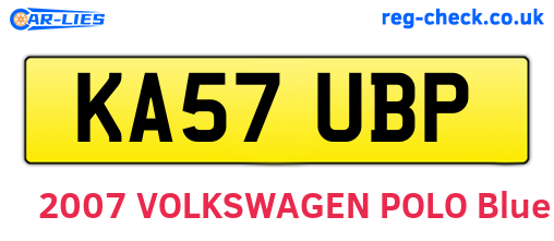 KA57UBP are the vehicle registration plates.