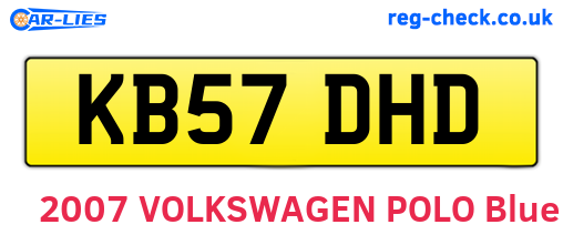 KB57DHD are the vehicle registration plates.