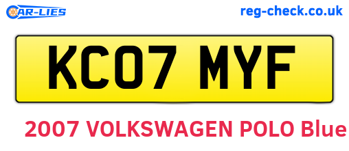 KC07MYF are the vehicle registration plates.