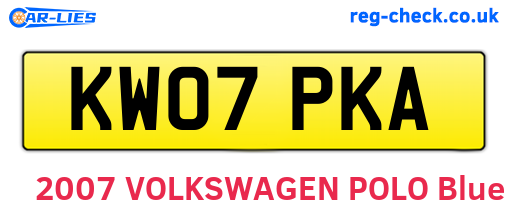 KW07PKA are the vehicle registration plates.