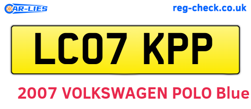 LC07KPP are the vehicle registration plates.