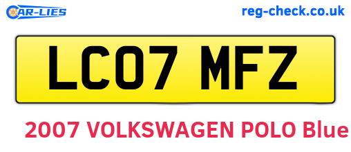 LC07MFZ are the vehicle registration plates.