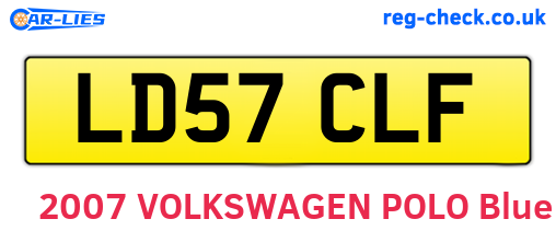 LD57CLF are the vehicle registration plates.