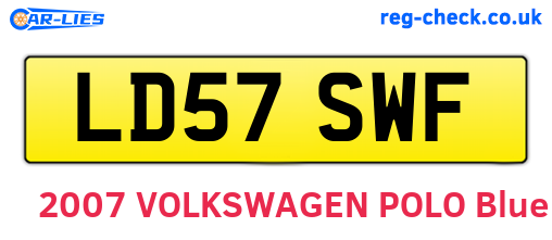 LD57SWF are the vehicle registration plates.