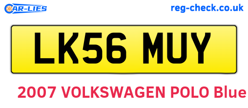 LK56MUY are the vehicle registration plates.