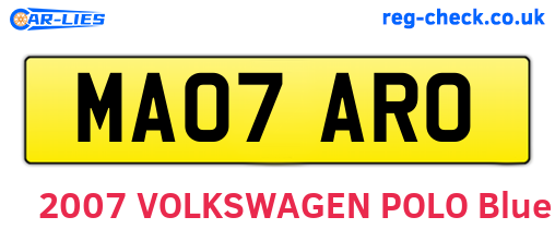 MA07ARO are the vehicle registration plates.