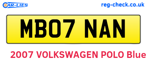 MB07NAN are the vehicle registration plates.