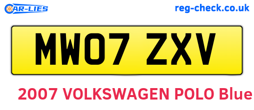MW07ZXV are the vehicle registration plates.