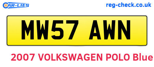 MW57AWN are the vehicle registration plates.