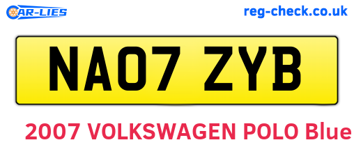 NA07ZYB are the vehicle registration plates.
