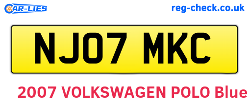 NJ07MKC are the vehicle registration plates.