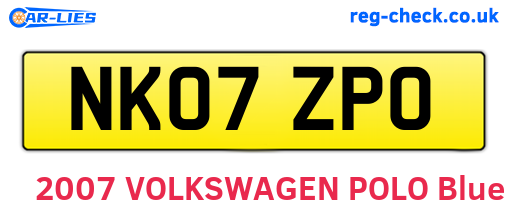 NK07ZPO are the vehicle registration plates.