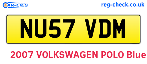 NU57VDM are the vehicle registration plates.