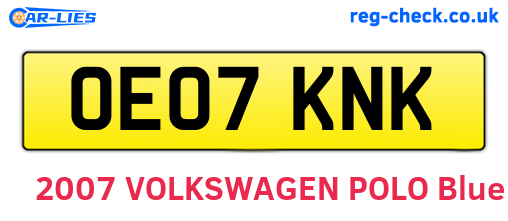 OE07KNK are the vehicle registration plates.