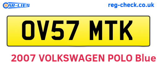 OV57MTK are the vehicle registration plates.